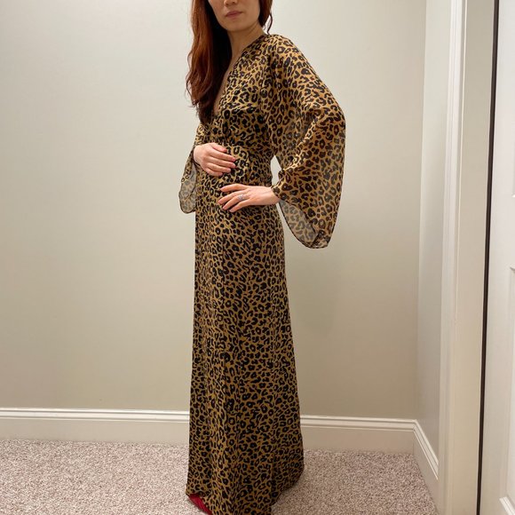 Wrap Effect Leopard Print Silk Chiffon Maxi Dress from Michelle Mason - Picture 7 of 11